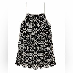 Zara Crochet Floral Black and White Mini Dress